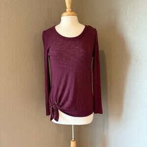 Bobeau Deep Burgundy Side Knot Knit Blouse Medium